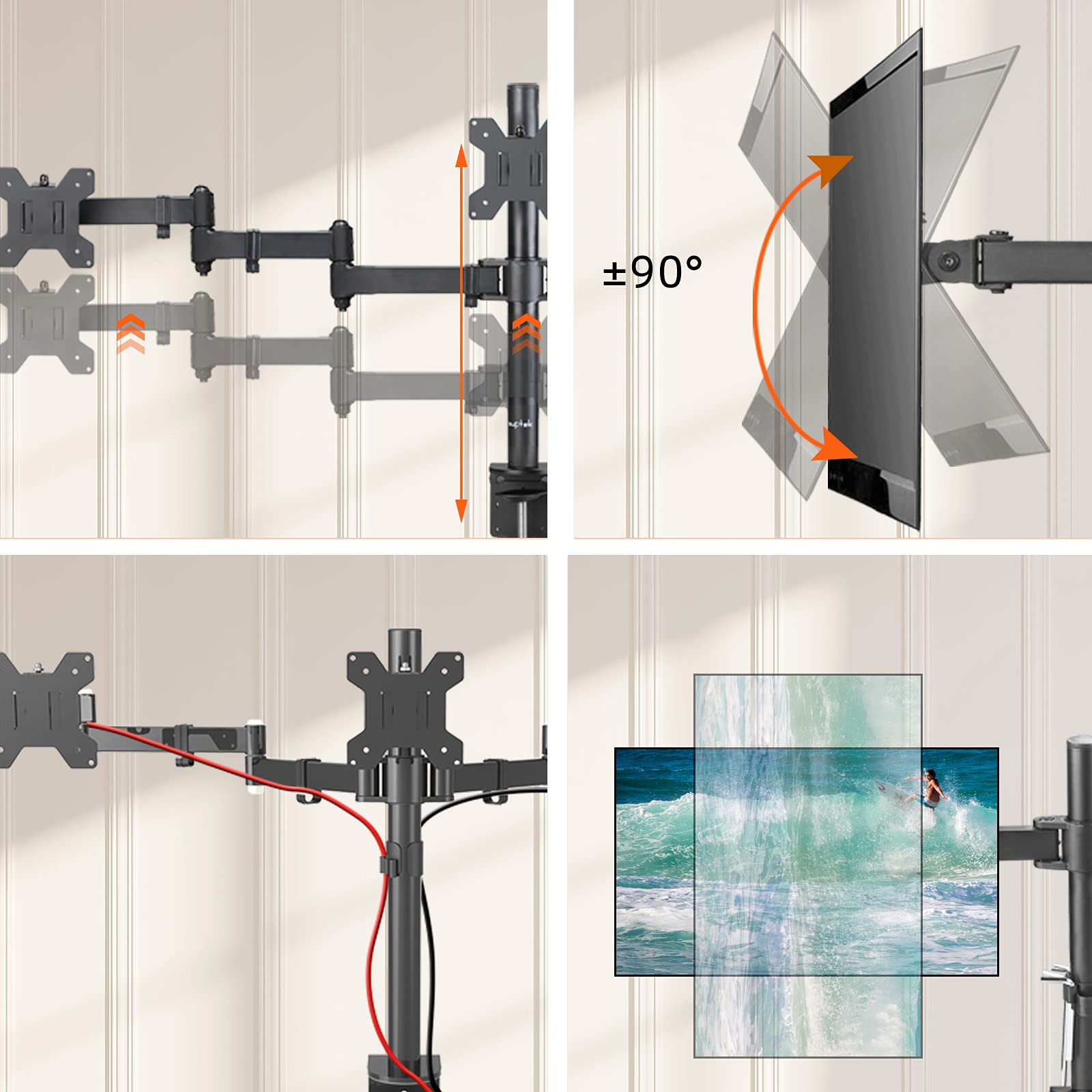 Triple Monitor Stand, 3 Monitor Stand for 3 Monitors 1324 inch/2