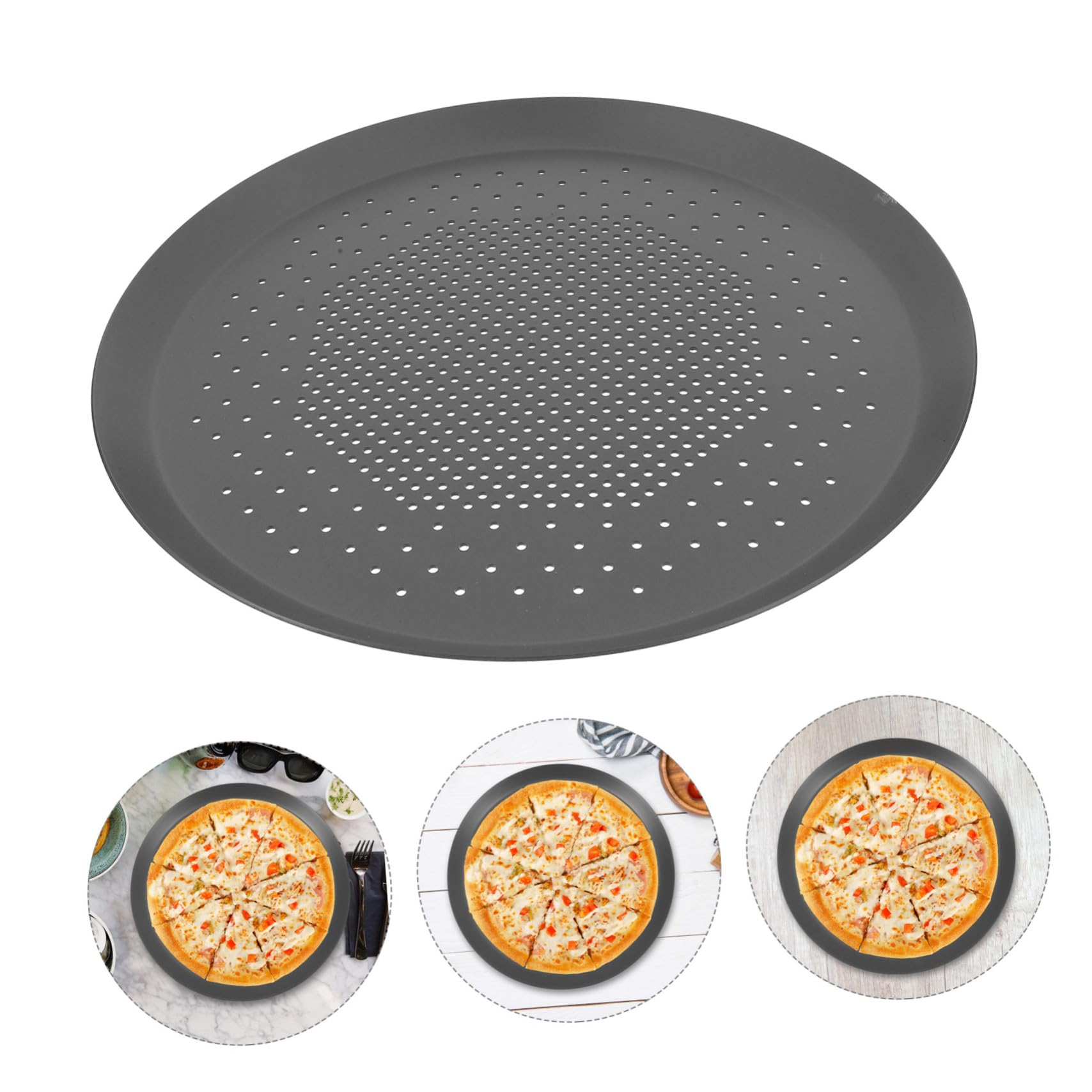 Teglia Pizza Rotonda in Lega di Alluminio con Perforati Antiaderente Resistente e Facile da Pulire per Cottura Uniforme di Pizza e Dolci