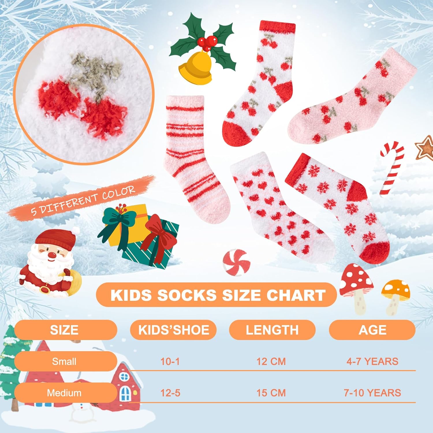 Comfoex 5 Pairs Kids Fuzzy Socks Cozy Fun Fluffy Girls Socks Best Winter Warm Gift Comfy Home For boys girls 4-14 years olds - Image 2