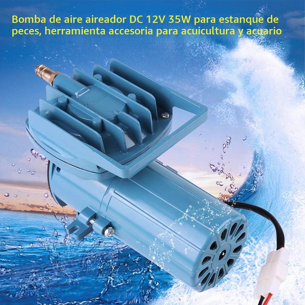 Bomba de Aire para Acuario, CC 12 V, 35 W, supersilenciosa, portátil, Bomba de oxígeno, aireador de Bomba de Aire, Bomba de Aire CC para acuarios para estanques de Peces, 68 l/min