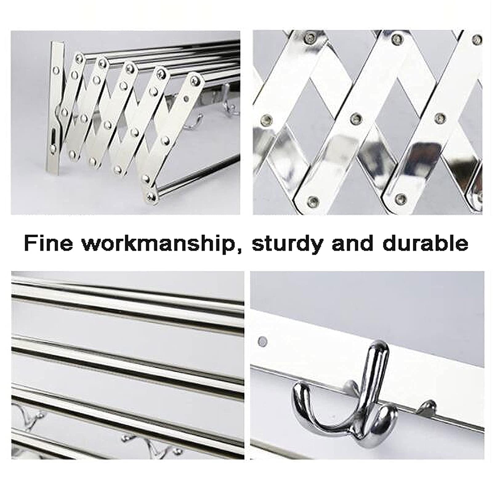 Este tendedero de Pared, tendedero Plegable, tendedero de Ropa Extensible y retráctil, tendedero de Ropa fácil de Instalar (50 cm) (60 cm) (50 cm)