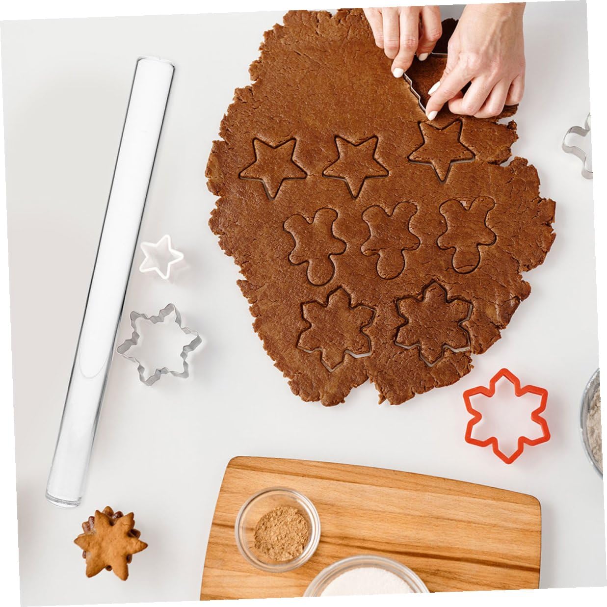 2 Stück Transparenter Acryl Teigroller Nonstick Nudelholz für Fondant Kekse Teig Backen Langlebig Leicht zu Reinigen
