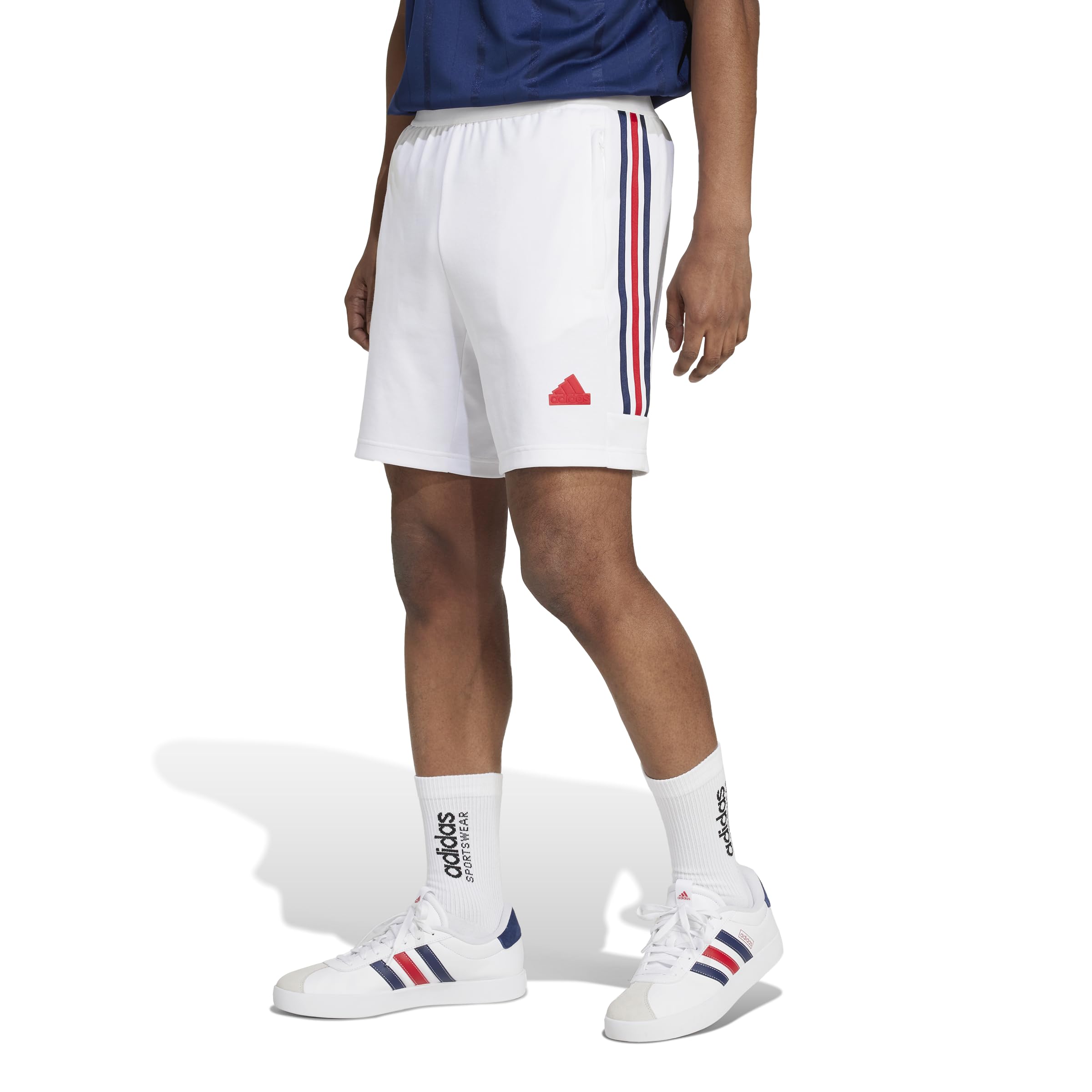 Adidas Men's White/Team Navy Blue/Better Scarlet Tall Size House Of Tiro Nations Pack Shorts, Large