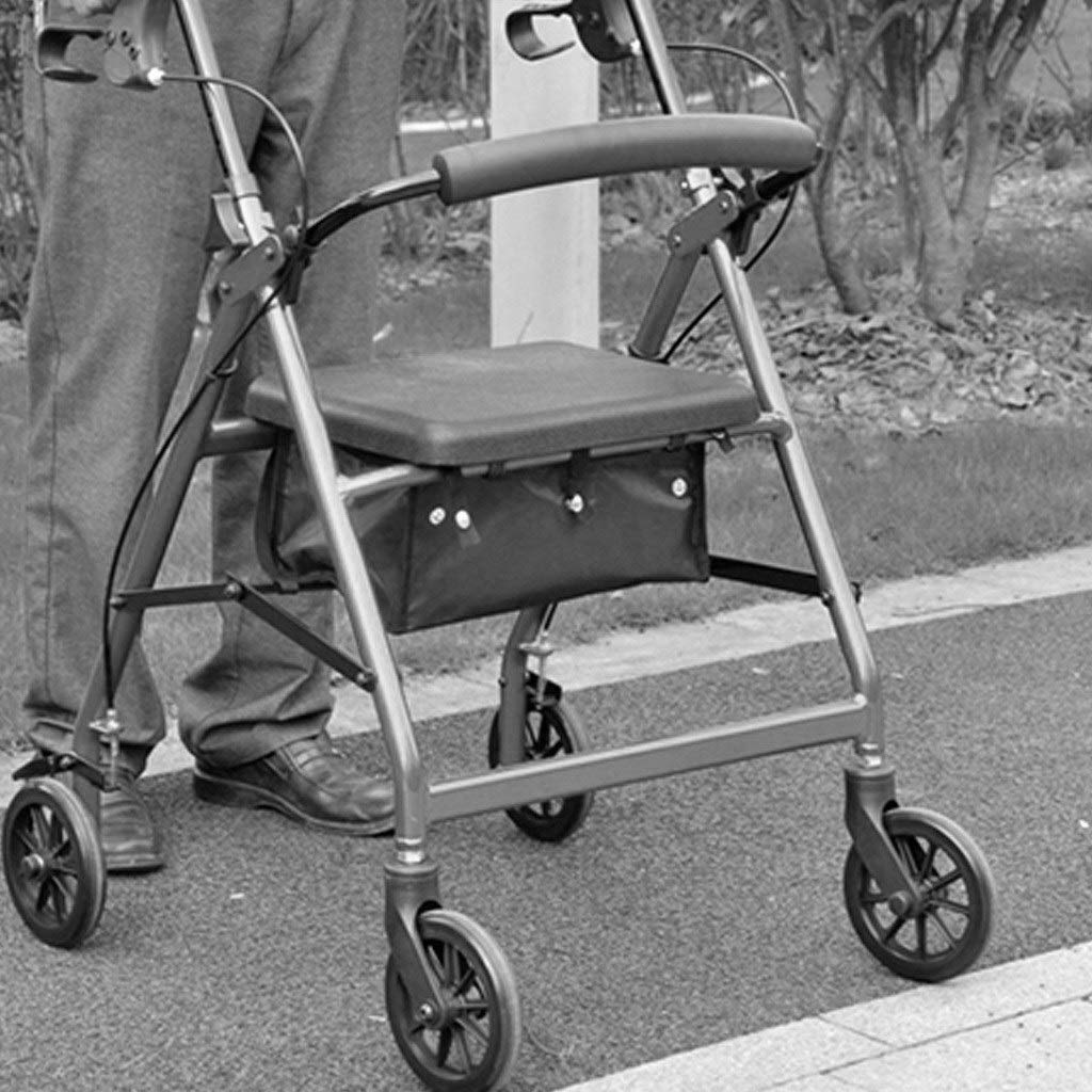 Rollatory Chodzik Ramki spacerowe Wygodny składany chodzik dla osób starszych Wózek na zakupy Stop aluminium Wielofunkcyjny chodzik czterokołowy Wózek chodzika Standardowe chodziki Comfortable