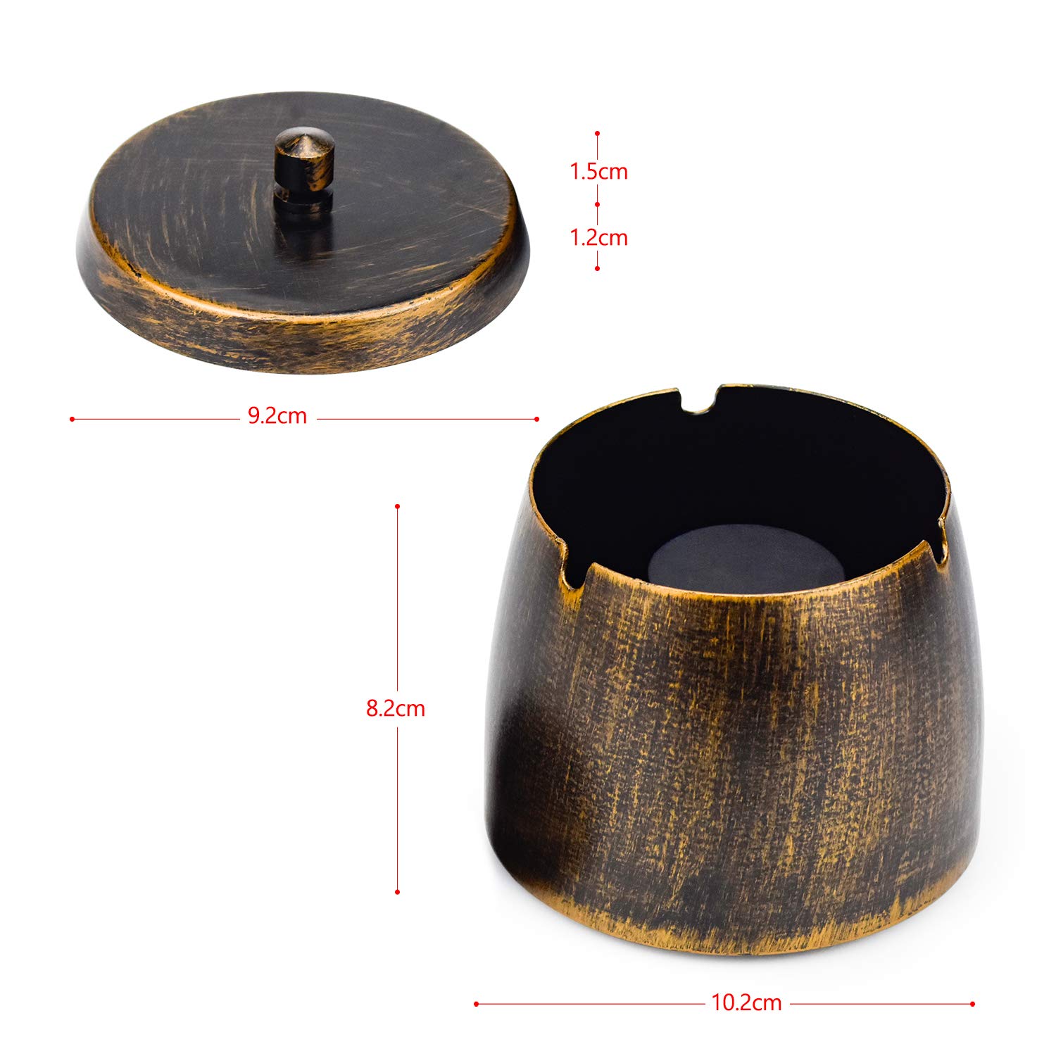 Posacenere Antivento Demason - Acciaio Inox, Con Coperchio, Base Antiscivolo - Foto 5