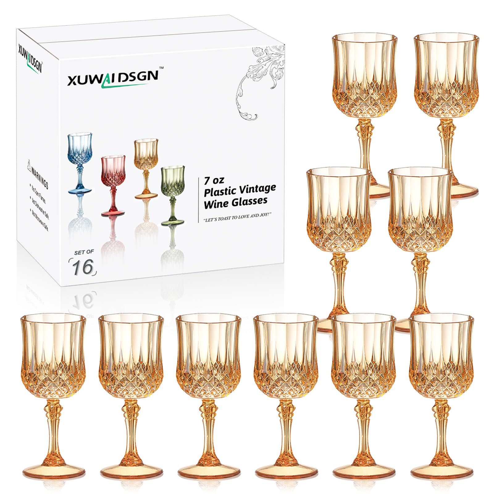 Vintage Wine Glasses - 24 Pack, Durable & Affordable -19