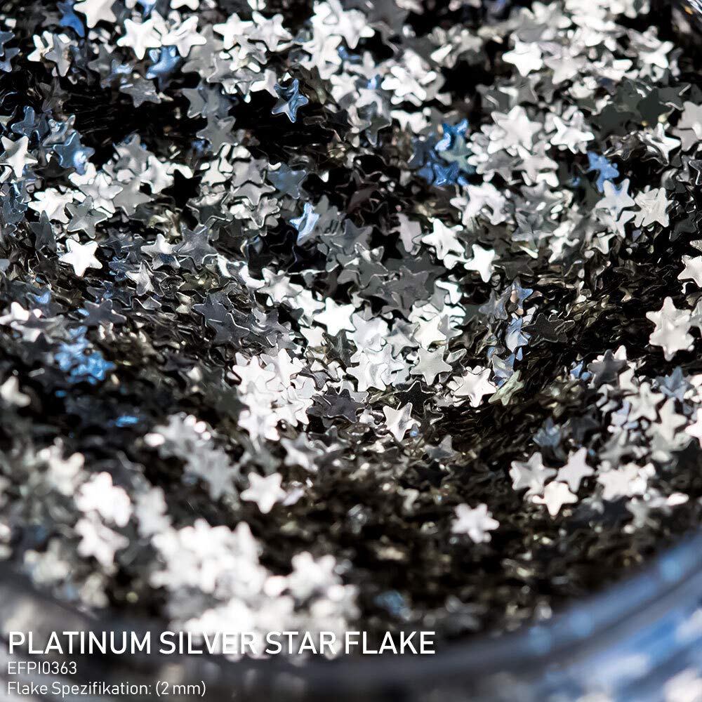 3D Platinum Silver Stars Effektpigment – Glitter Für Resin, Autolack, Seife & Kunst