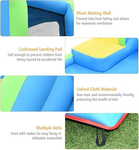 Miniatura 5 de KOTEK Tobogán acuático inflable, parque acuático gigante 5 en 1, casa hinchable para niños al aire libre con piscina salpicada, tobogánarco,