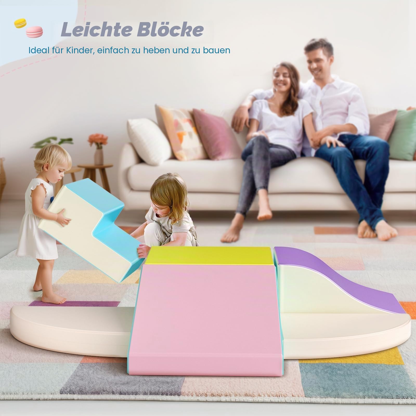 Klettersteine für Kleinkinder 6er Set Schaumstoff-Bausteine weiche Kletterblöcke für Kinder ab 1 Jahr, Stapelspielzeug zur Förderung von Balance & Koordination,Indoor Spielzeug für Zuhause