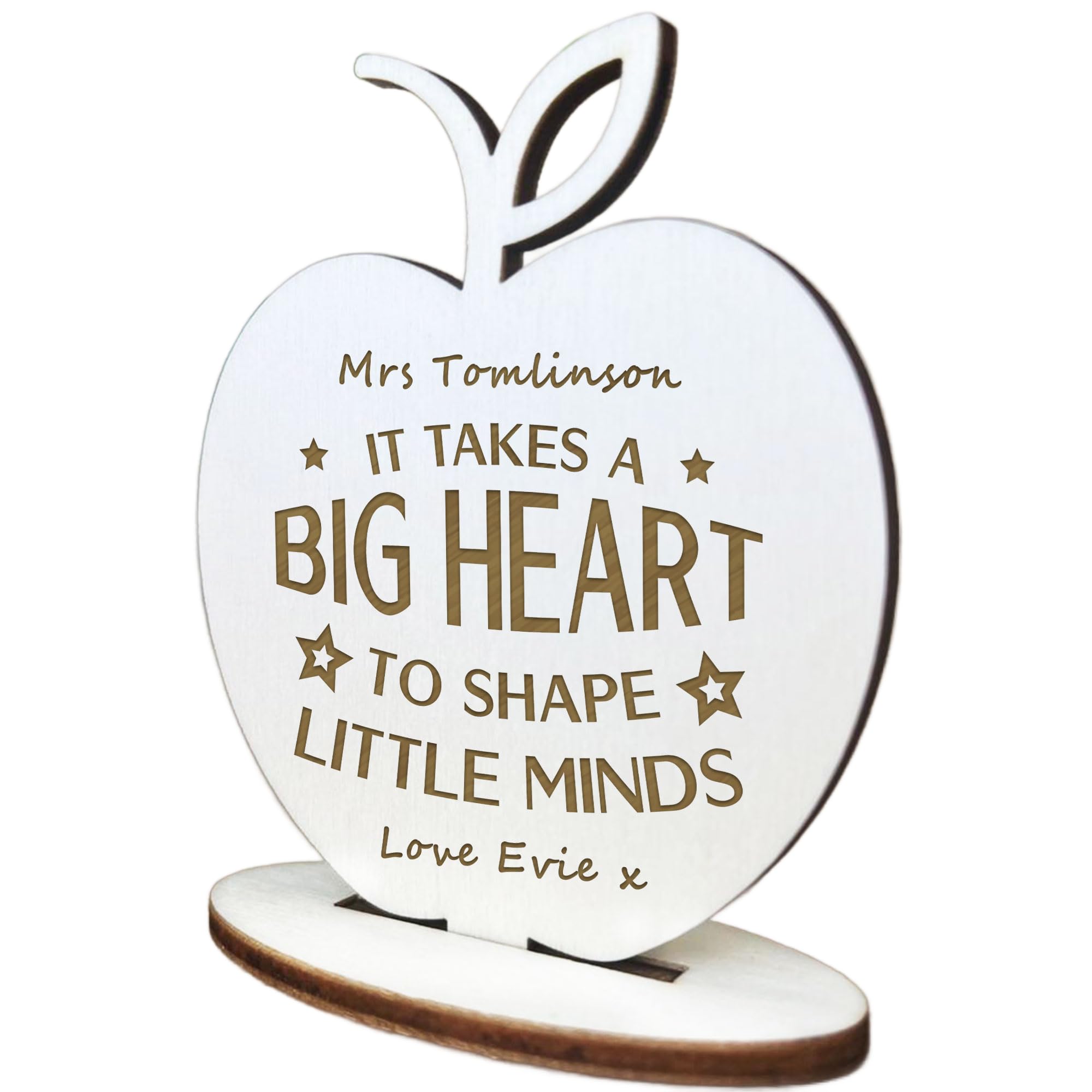 Personalised Thank You Teacher Gift Wood Apple School Nursery Pre School Gift Leaving Present