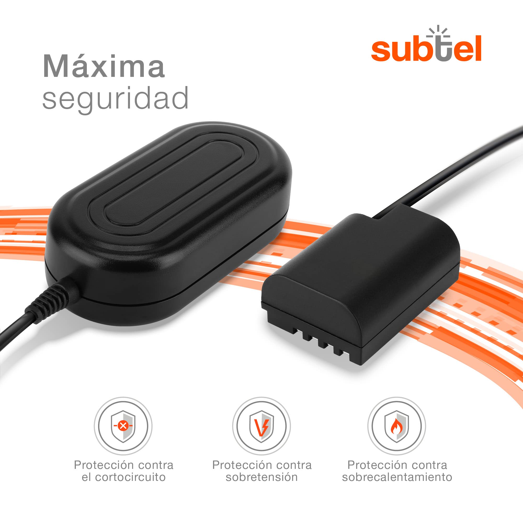 subtel Fuente de alimentación Compatible con ca. 3m DMW-AC8 + DMW-DCC12 + Acoplador DC Alimentador DC Coupler, Dummy Battery