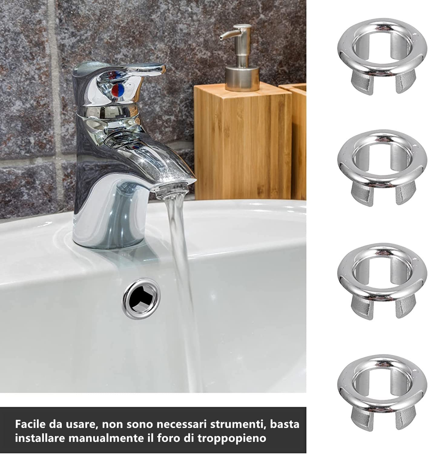 LATRAT 4 Pieces Plug Too Full Sink Drain Kitchen Sink Drain Plug de Overflow de Bordo de Basin Insert into the Spare Parts for Sink Hole with Too Full - Image 4