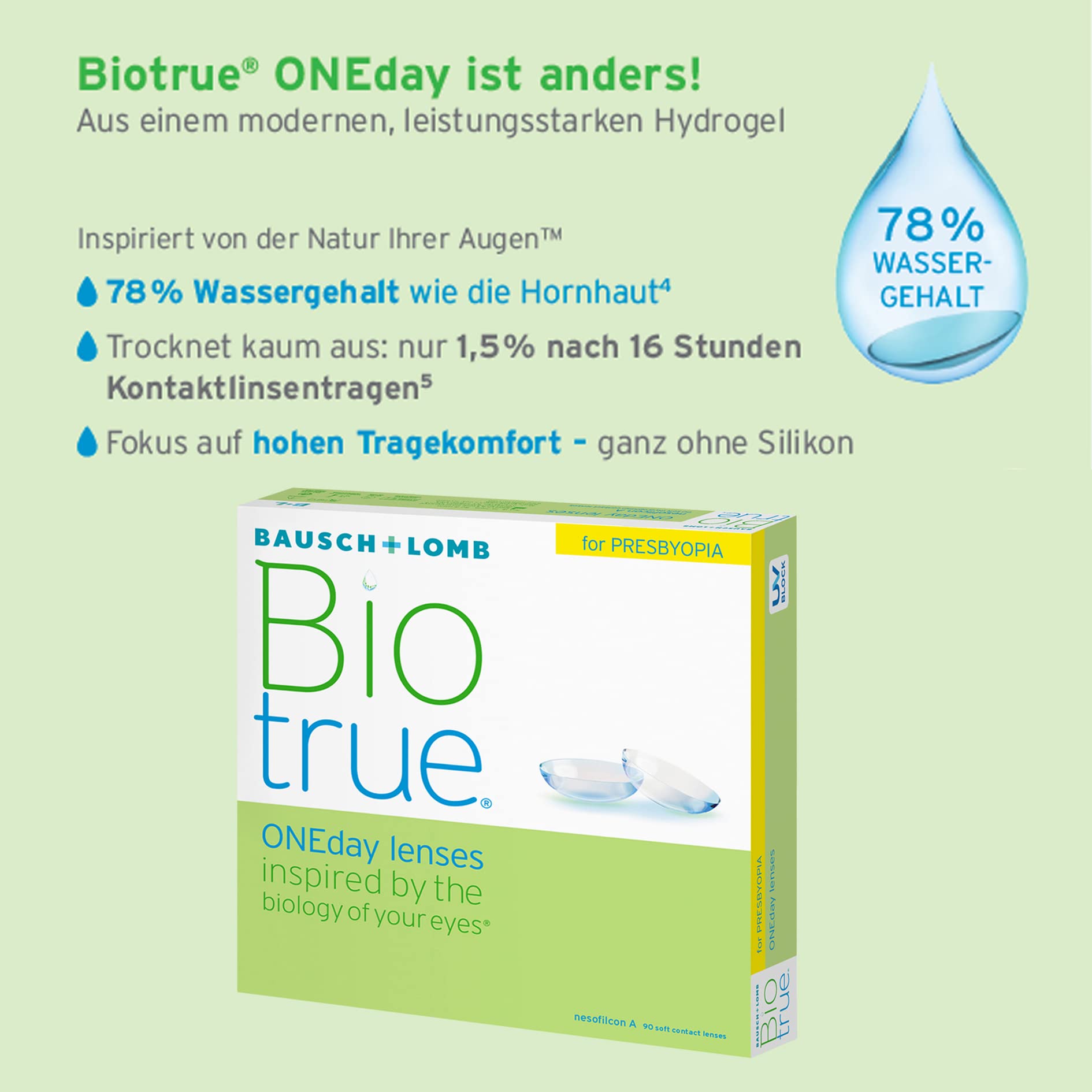 Biotrue ONEday for Presbyopia Tageslinsen, 90 Stück, Add High, -04,75 Dpt,