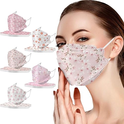 Miniatura 2 de HEALT Paquete de 50 mascarillas protectoras KF_94 para adultos con diseños 4D cubrebocas desechables de 4 capas con alambre de nariz para mujeres y
