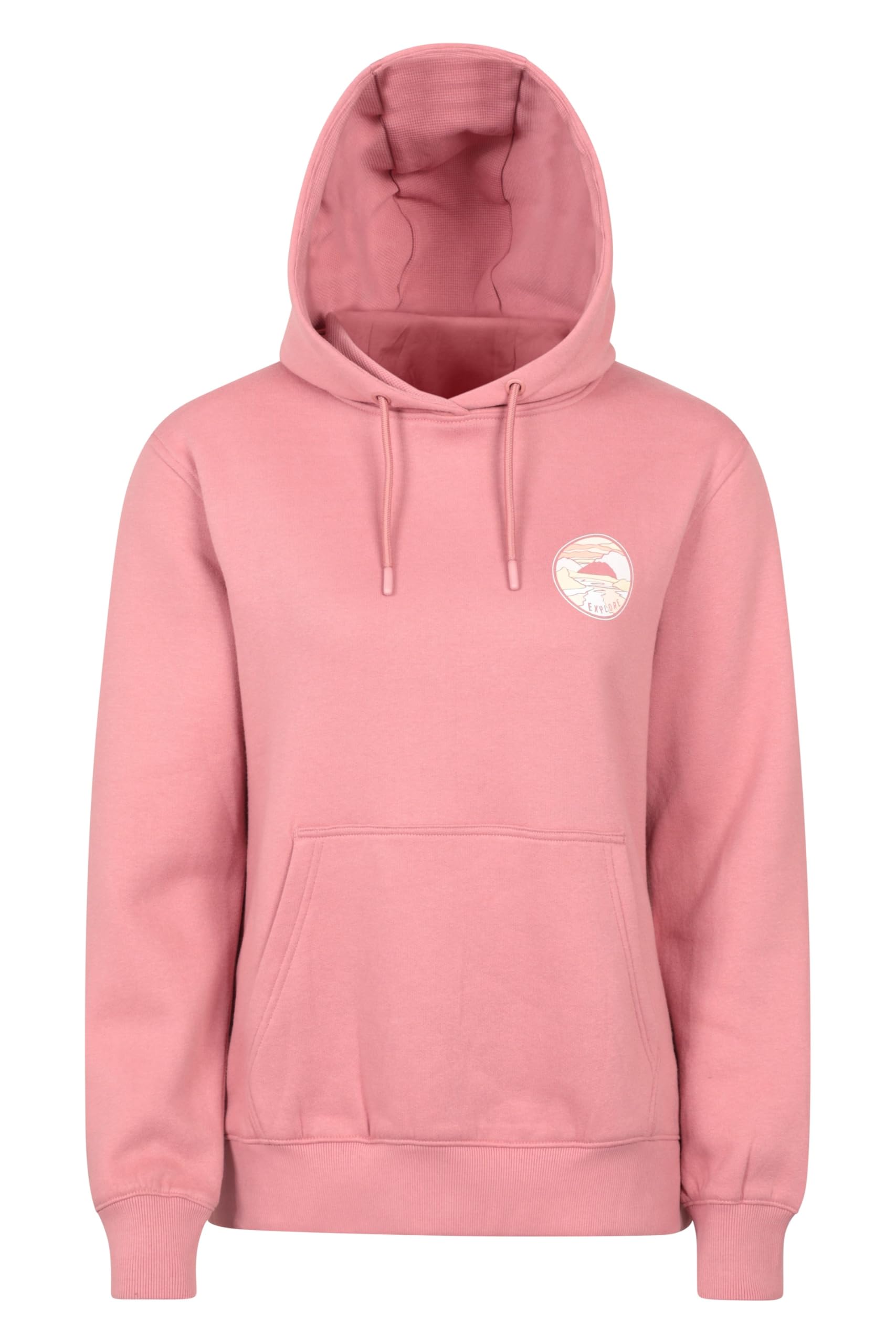 Mountain Warehouse Women's 'Landscape' Lightweight Soft Warm Kangaroo Pocket Regular Fit Hoodie in Pale Pink | Size: 16