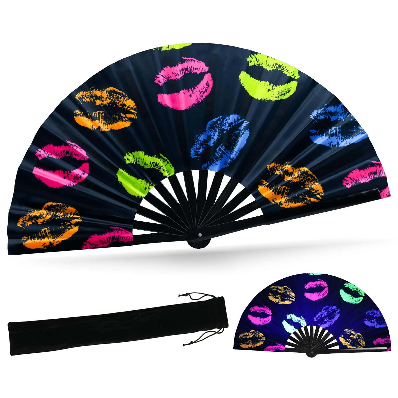 SYNTECSO Hand Fans for Women Foldable, Boots on The Ground Fan, Rave Fan for Drag Queen, Women and Men，Fans for Line Dancing, Parties, Music Festivals, EDM and Decoration