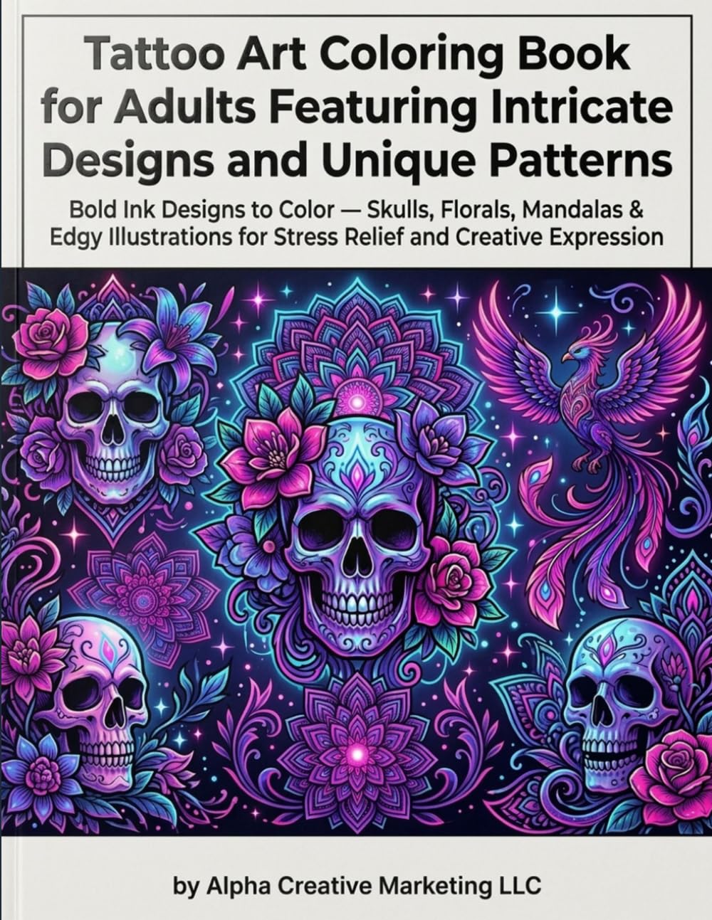 Tattoo Art Coloring Book for Adults Featuring Intricate Designs and Unique Patterns: Bold Ink Designs to Color — Skulls, Florals, Mandalas & Edgy ... for Stress Relief and Creative Expression