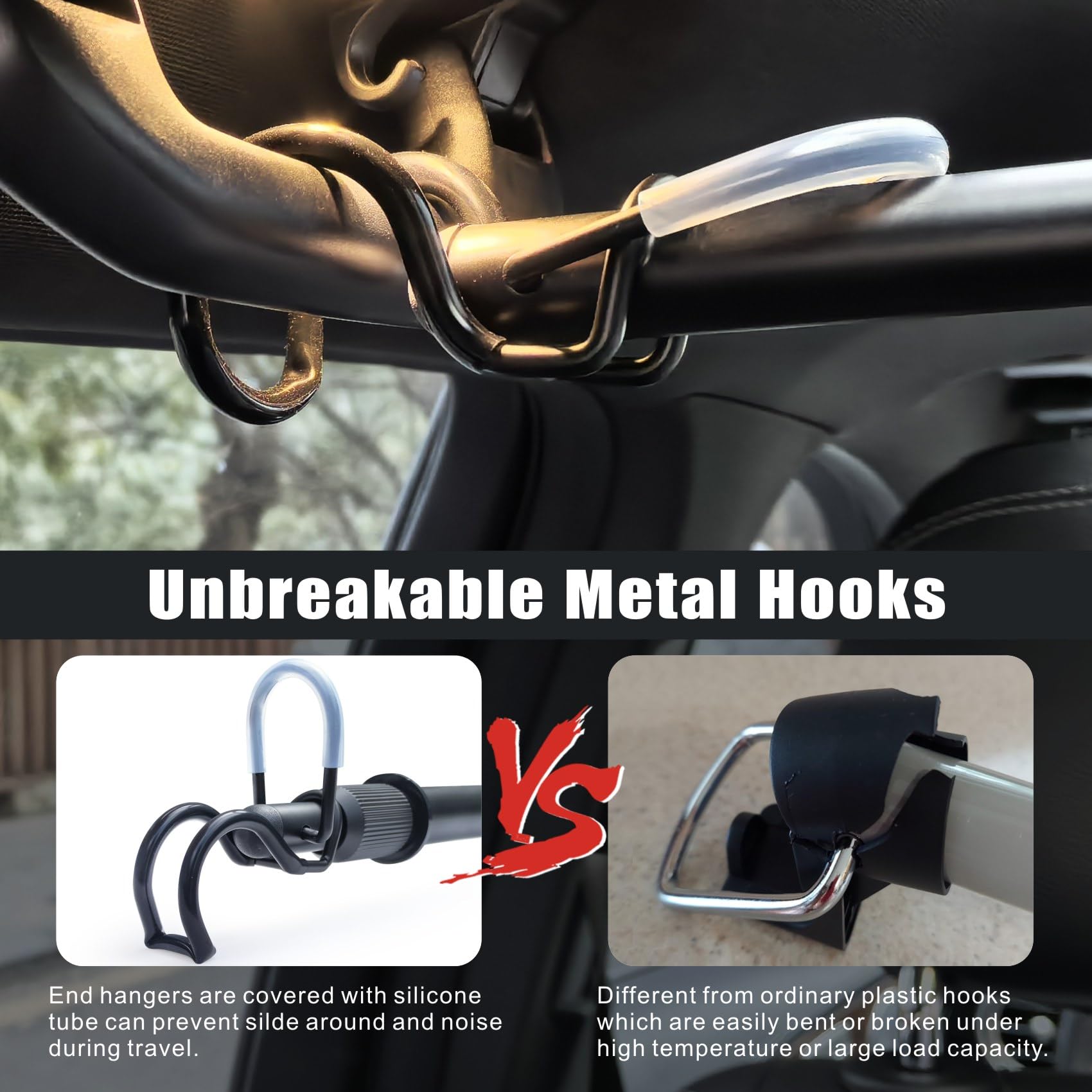 Barra appendiabiti per auto, resistente, estensibile, da 76 a 168 cm, asta per asciugare il panno da viaggio, per SUV, camion, camper, armadio per veicoli, asta in metallo nero per organizzatori di