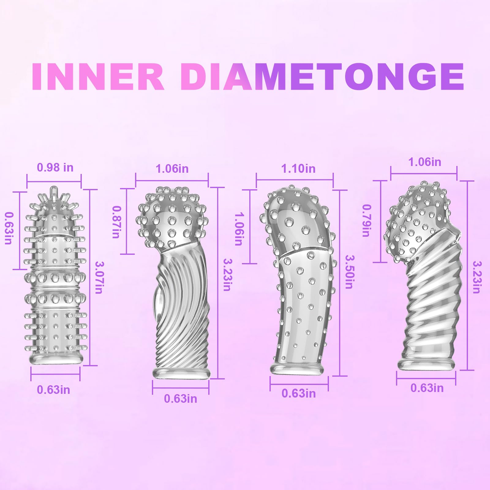 Qoosea 4 pezzi Manicotti per Dita per Coppie, Manicotti per Massaggio alle Dita Punto G, Copertura per Dita Facili da Trasportare Sex Toy(Trasparente)