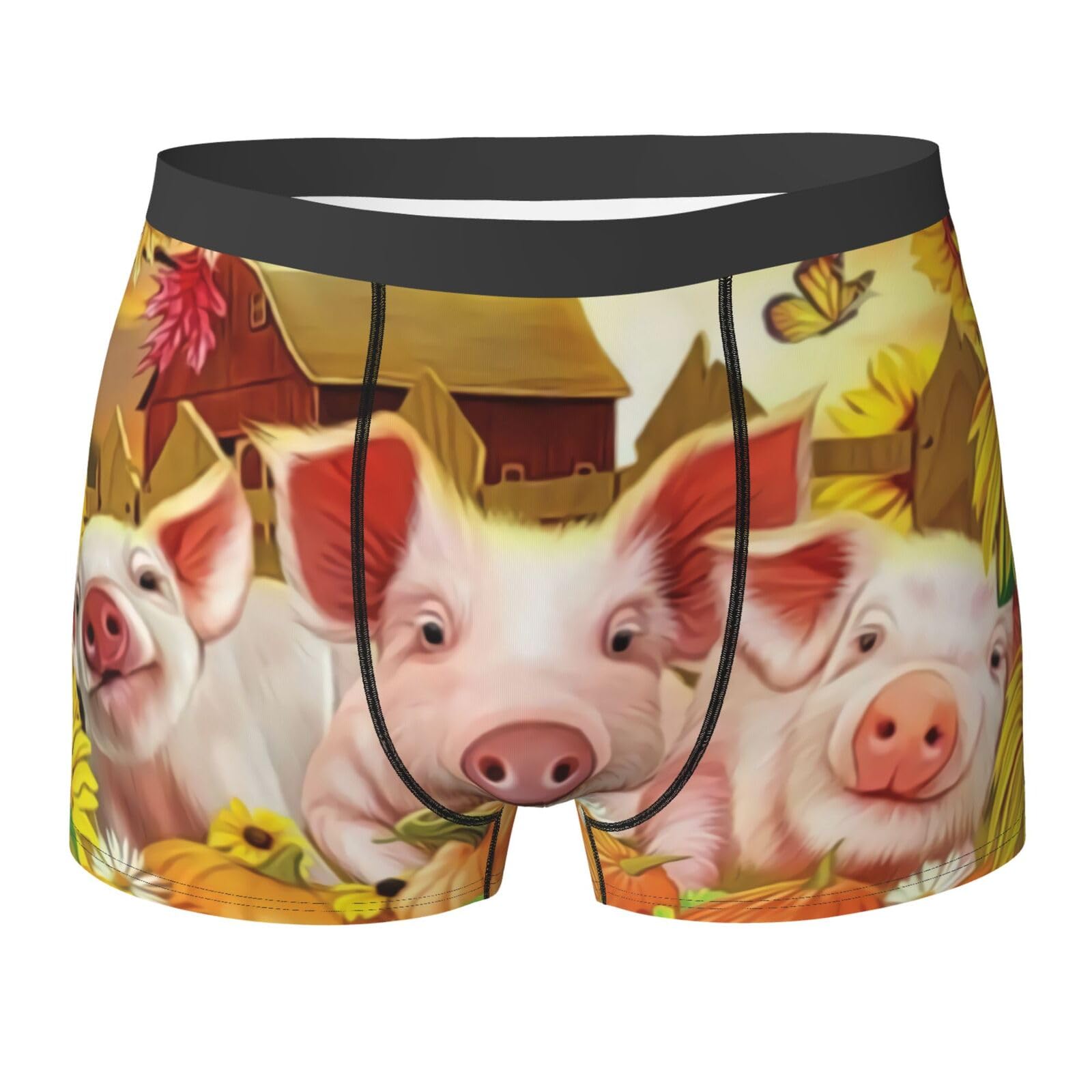 Aseelo Men's Cute Pig Boxer Shorts Boxer Briefs Comfortable Stretch Underwear Trunks L