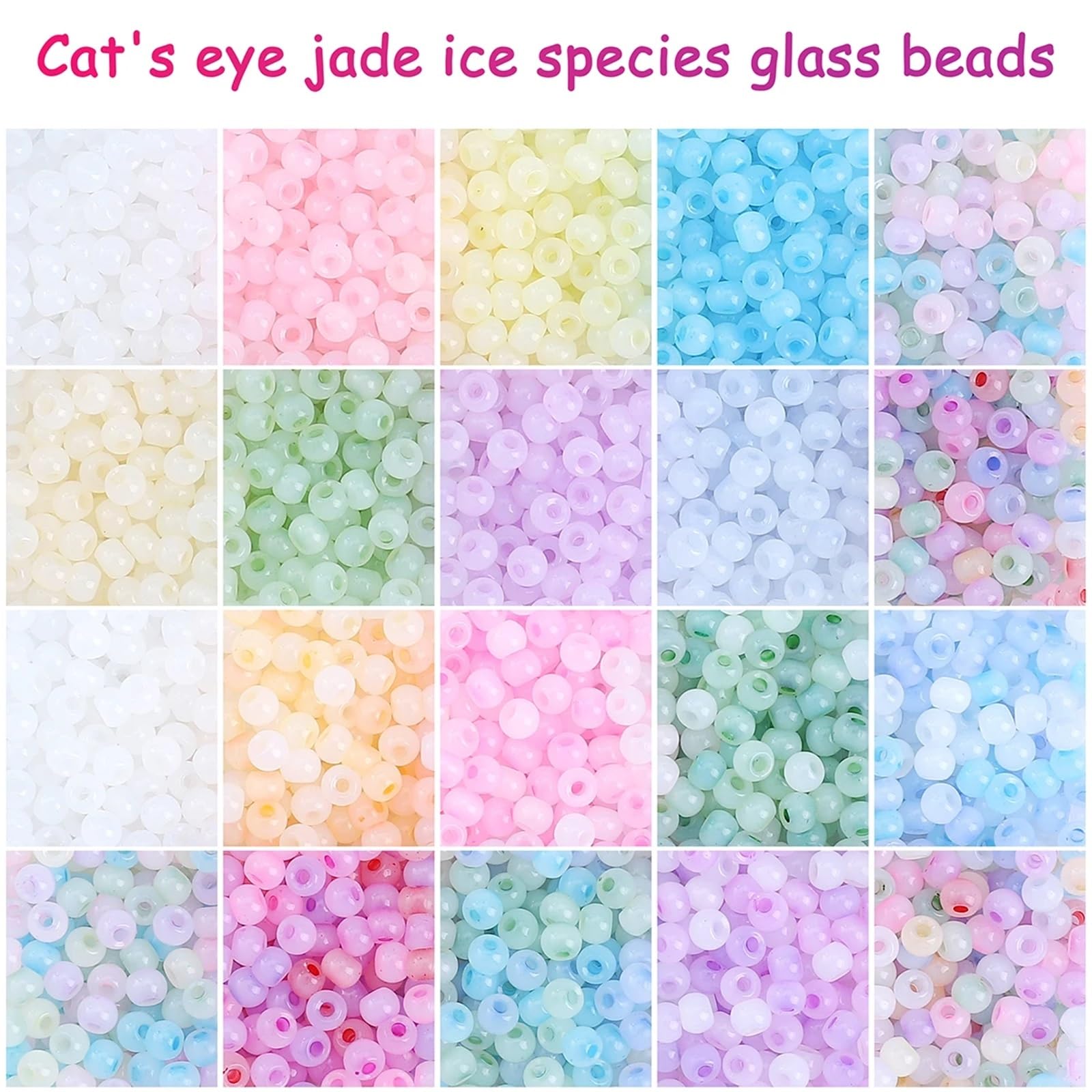 Cuentas de cristal esmerilado, 4 cajas de 4 mm, cuentas espaciadoras de vidrio para hacer joyas, regalo de cumpleaños, manualidades para juego (estilo 1)