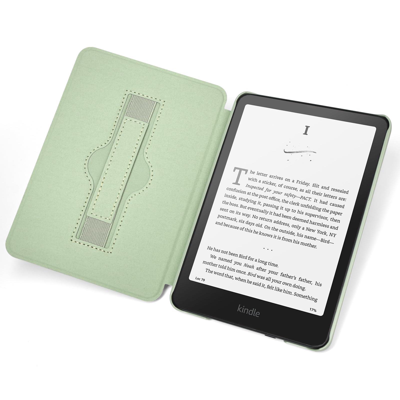 RSAquar 7" All-New Kindle Paperwhite 12th 2024 or Kindle Colorsoft 1st 2025 Signature Edition Case with Hand Strap – Slim Protective Cover with Auto Sleep/Wake - Agave Green — view 6
