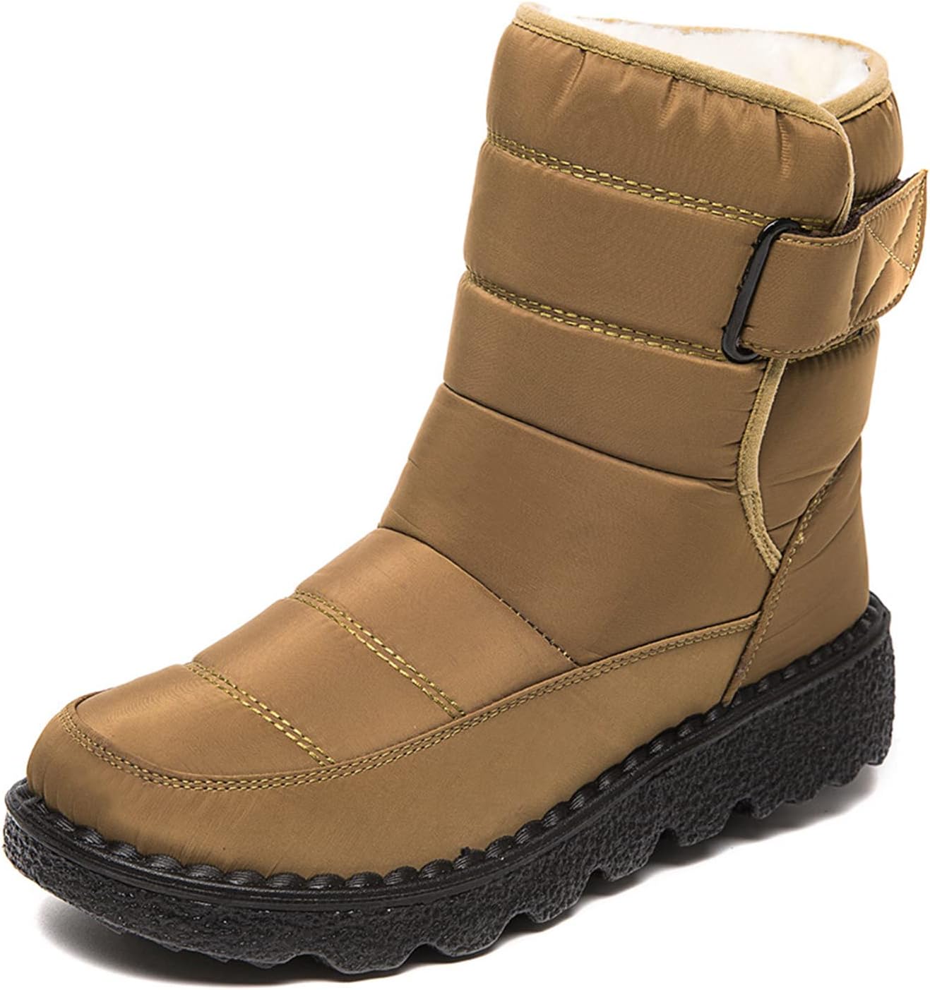 Snow Boots, Women's Warm Plush Lined Ankle Wellies Winter Waterproof Non-Slip Rubber Strong Grip Hiking Flat Classic Short Boots for Outdoor Hiking Ski Holidays Snowboard,Brown,38 EU