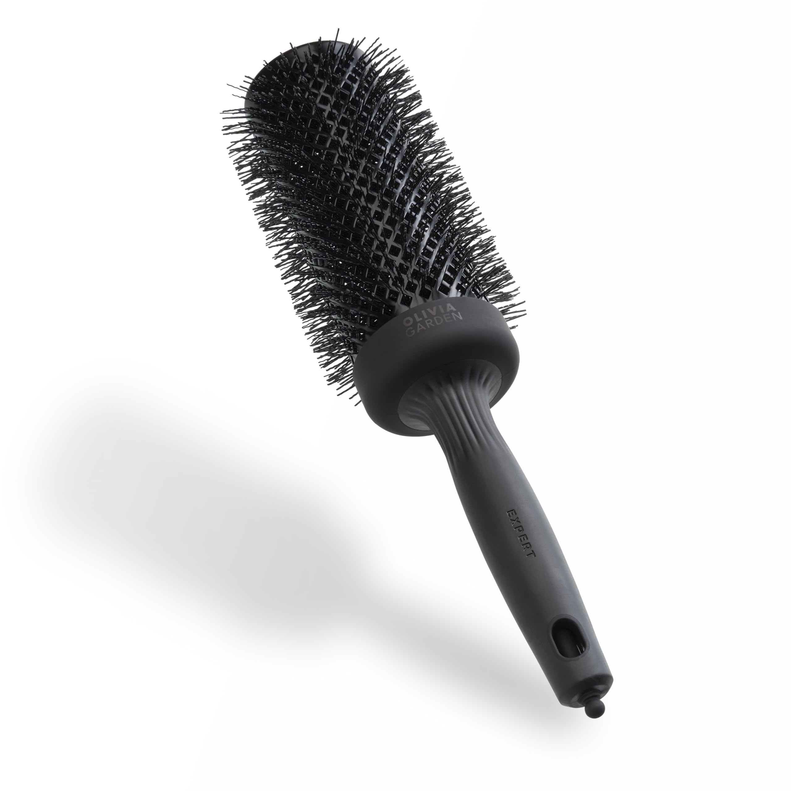 Olivia Garden Expert Blowout Speed Black Label – Nero Opaco - 55 - Spazzola Rotonda In Ceramica Con Corpo Extra Lungo Per Messe In Piega 25% Più Veloci-image