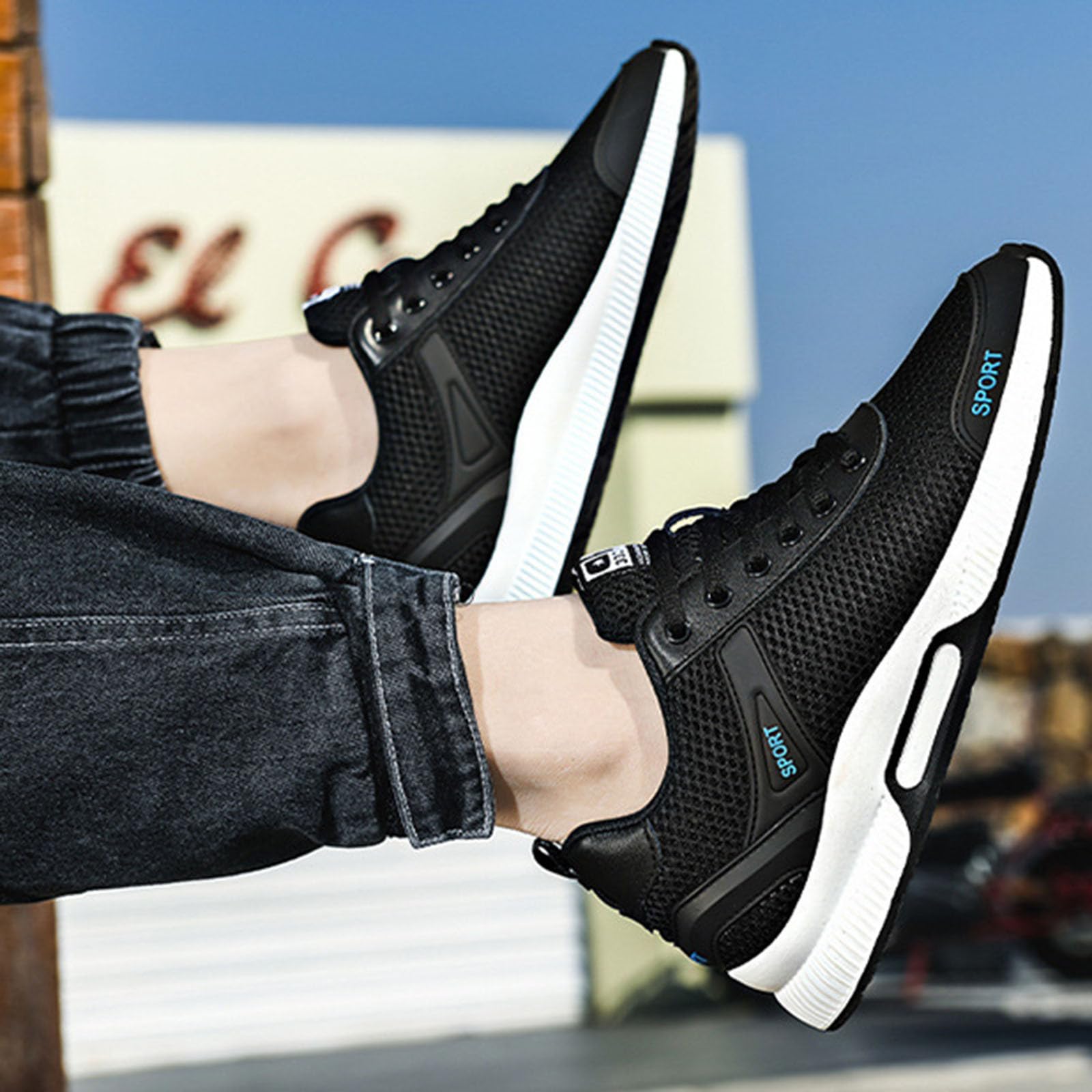 Sneakers Herren, Tennis Freizeitschuhe Gym Laufschuhe Walking Sneaker Leicht Turnschuhe Mesh Sportschuhe Schlupfschuhe Bequeme Atmungsaktiv Fitness Joggingschuhe Trainingsschuhe