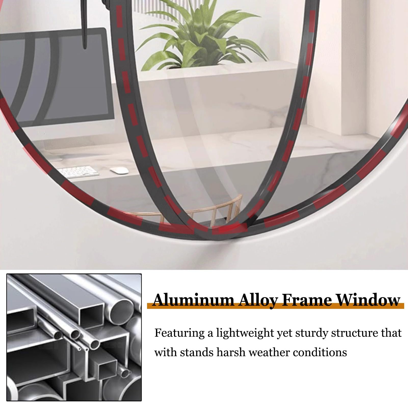 Finestra Girevole con ASSE Centrale Rotondo, finestre di Ventilazione girevoli a 360° con Maniglie, Finestra Artistica in Vetro scanalato con divisorio d'ingresso per soffitta (BIA