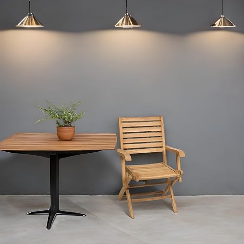 Miniatura 2 de TeakCraft Silla plegable de teca con brazo  Silla de un solo brazo  Totalmente montada  Madera maciza al aire libre, interior  Comedor de madera,
