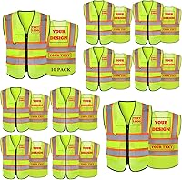 Vista 22 de Chaleco de seguridad reflectante de malla con logotipo personalizado Clase 2 con 5 bolsillos y cremallera