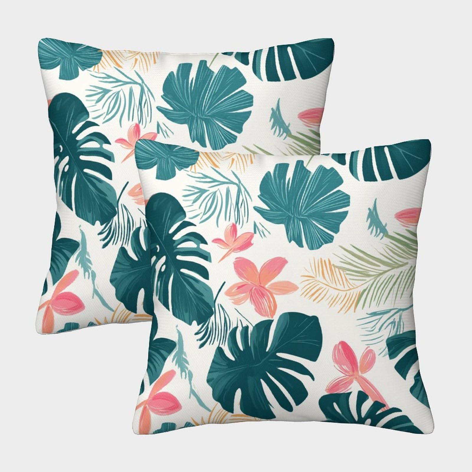 kaiyun 2 Pack Tropical Plants Pillow Case 50x50cm Throw Pillow Case,Modern Decoration Turtle Back Leaves Palm Leaves And Ferns Pattern for Terrace Sofa Bedroom Indoor Outdoor Party