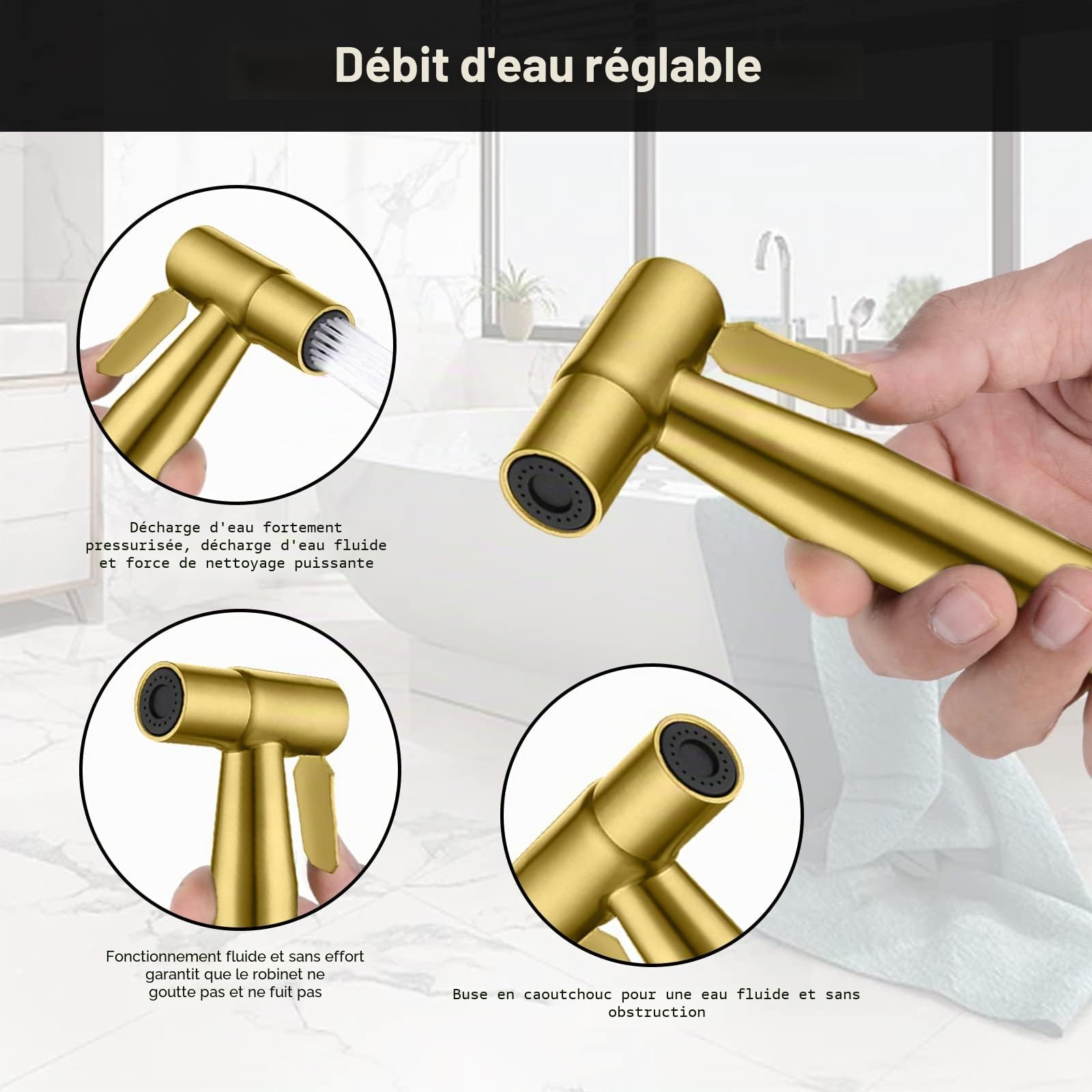 LOSCHEN Kit de pulvérisateur mural pour bidet, pulvérisateur manuel en acier inoxydable Fixation WC pour animaux de compagnie Salle de bain / Hygiène personnelle