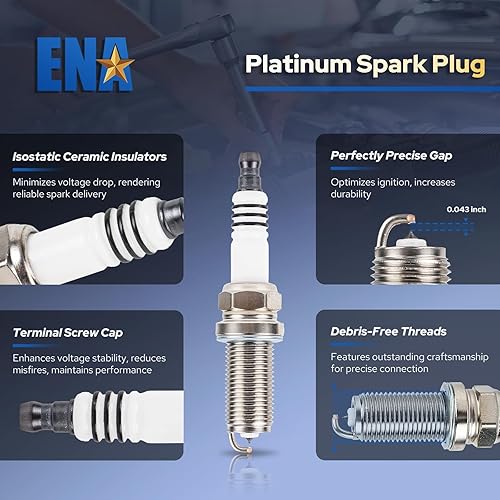 Miniatura 5 de ENA Juego de 8 bobinas de encendido y bujías platino compatibles con Nissan Infiniti Titan Pathfinder Armada NV2500 NV3500 QX56 4.0L 5.6L Reemplazo