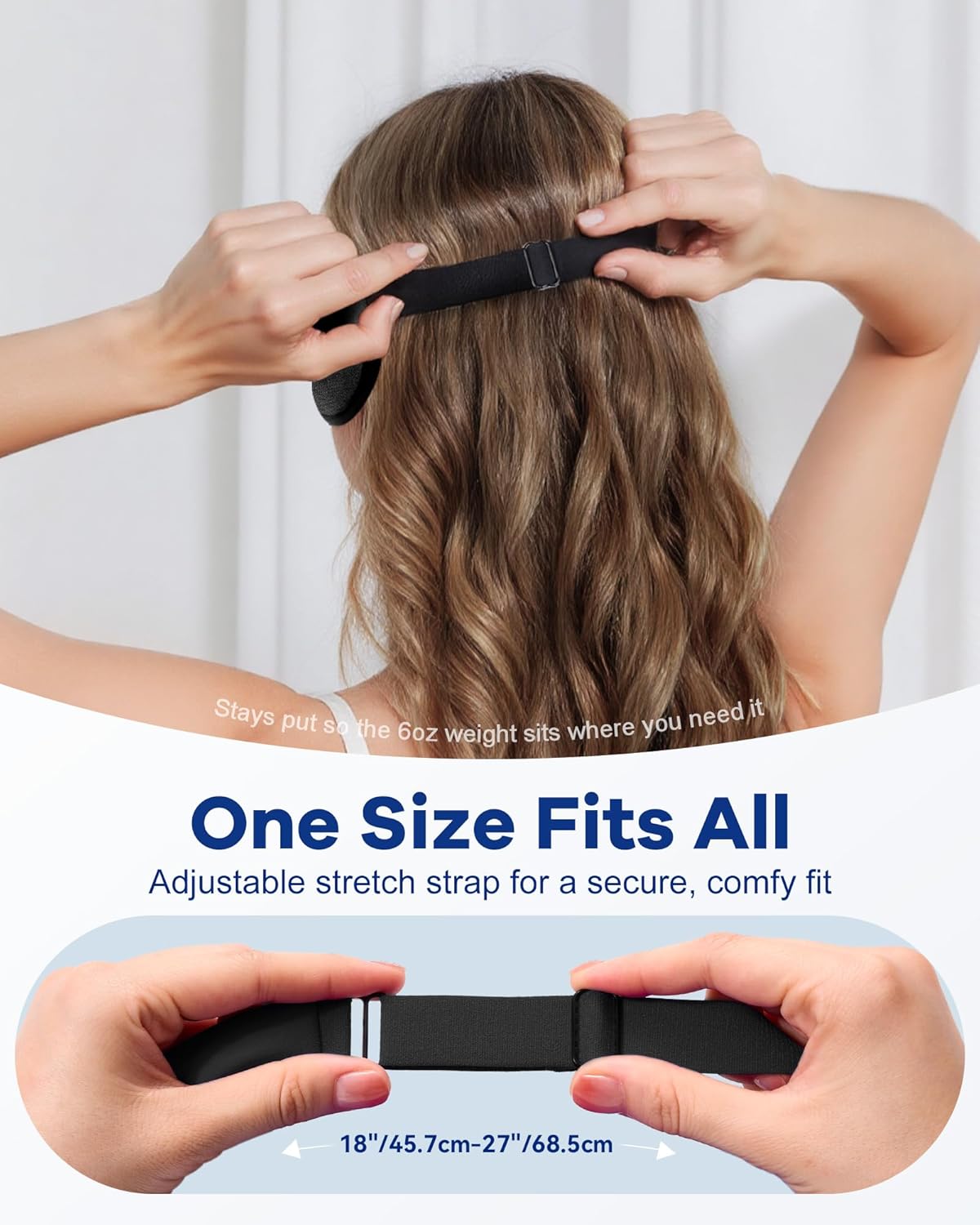 3D Weighted Cooling Gel Eye Mask – 6oz Weighted Eye Mask for Sleeping, 100% Blackout Gentle Pressure Sleep Mask, Ice Cold Gel, Migraine & Headache Relief, Eye Care, Eye Cover Blindfold for Women Men - Image 7