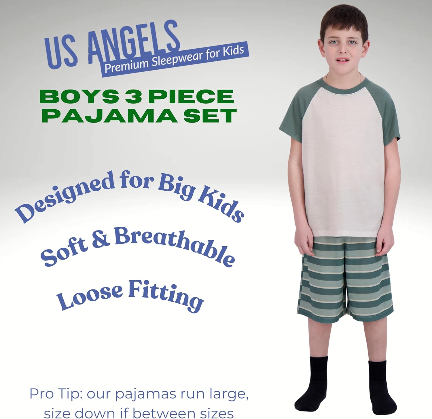 Boys Pajamas Set, 3-Piece Boys’ Sleepwear Pjs, Loose Fit, Soft, Breathable,... - Picture 66 of 71