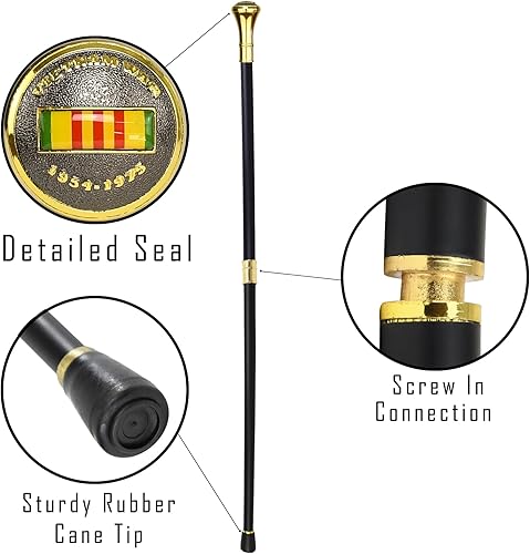 Miniatura 3 de Bastón de metal con cinta de guerra de Vietnam  bastón para caminar para hombres, mujeres, personas mayores  Bastón de viaje plegable de 2 piezas