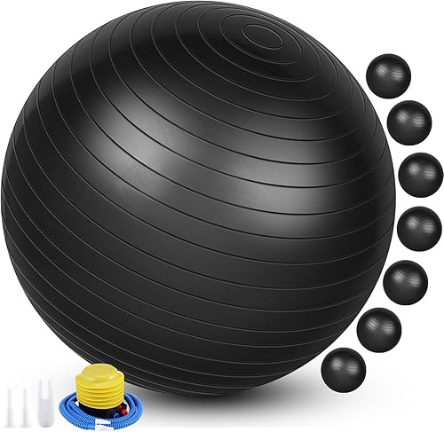 Miniatura 1 de Leyndo 8 Pcs Yoga Exercise Ball Bulk 26 Inch with Inflatable Equipment Pilates Ball with Quick Pump Anti Burst for Pregnancy Birthing Fitness