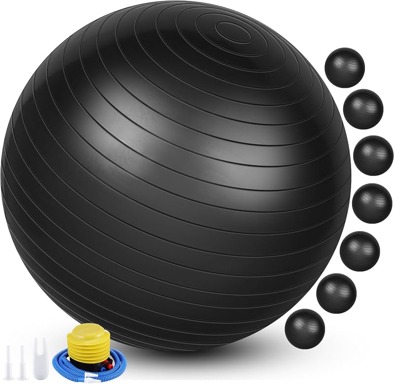 8 pelotas de ejercicio de yoga de 26 pulgadas, pilates, embarazo, parto, pelota de fitness con bomba rápida, antiexplosión para mejorar el equilibrio de la postura, entrenamiento de yoga y pilates