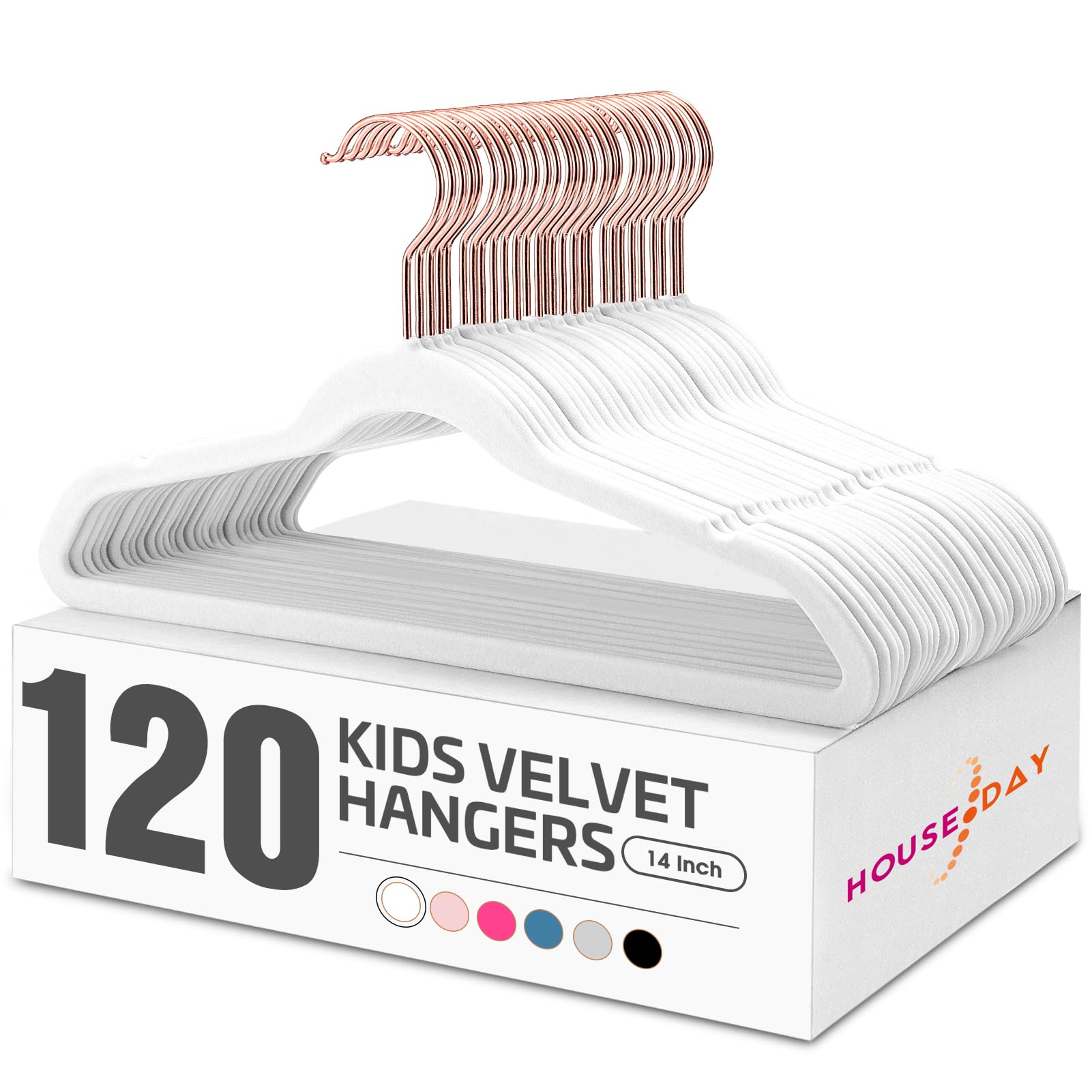 HOUSE DAY Velvet Kids Hangers 120 Pack, Premium Children Hangers for Closet
