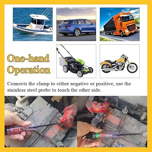 Miniatura 5 de Luz de prueba automotriz, probador de luz digital de 3-70 V CC con voltímetro, luz de prueba con cable de resorte extendido, probador de circuito