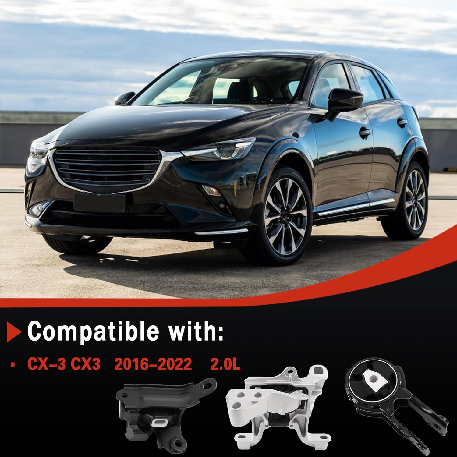 3PCS QRYIPPDM Engine Motor and Transmission Mount Kit Compatible with Mazda CX-3 CX3 2016 2017 2018 2019 2020 2021 2022 2.0L Automatic Transmission OE:A42066 A4456 A4459