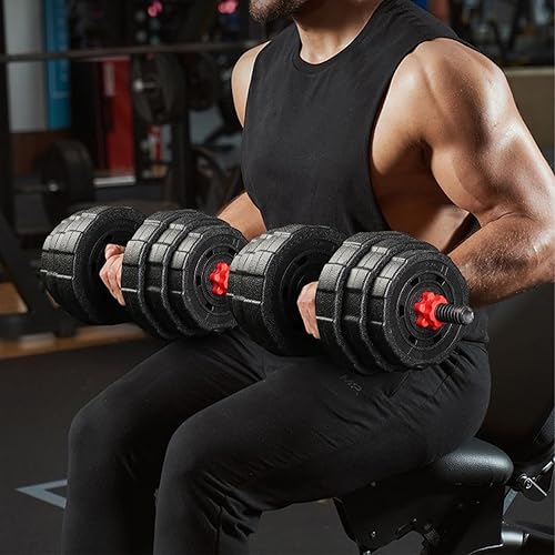 Miniatura 5 de Juego de mancuernas ajustables, juego de pesas libres de 5 a 44 libras con conector para mancuernas, opciones de flexión, ejercicios de fitness para