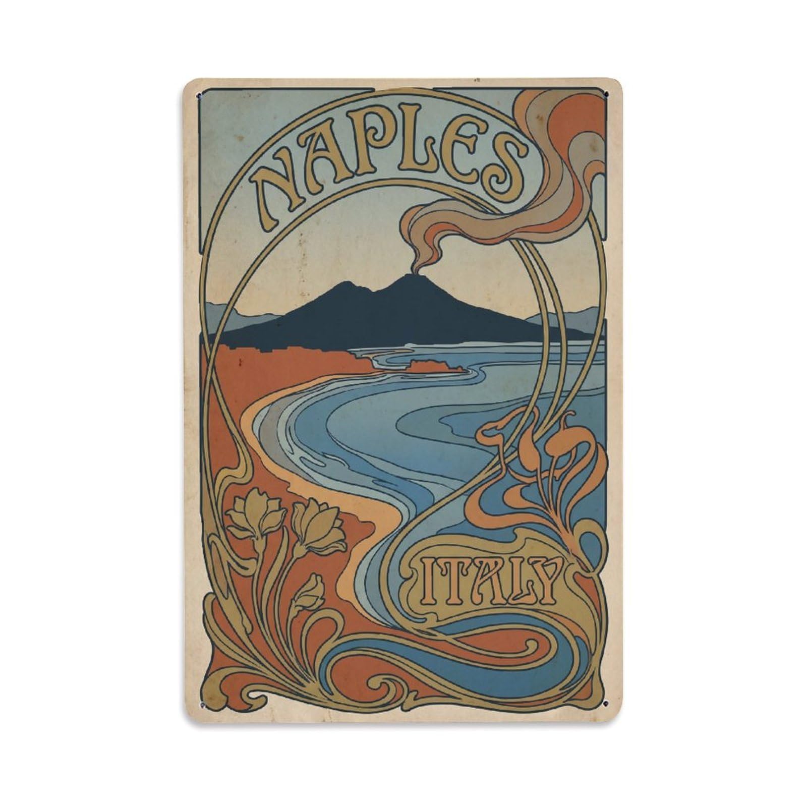 Italy Naples Travel Retro Metal Tin Sign Plaque Wall Decor for Cafe, Club Bar, Office, Garden Metal Poster 8x12Inch