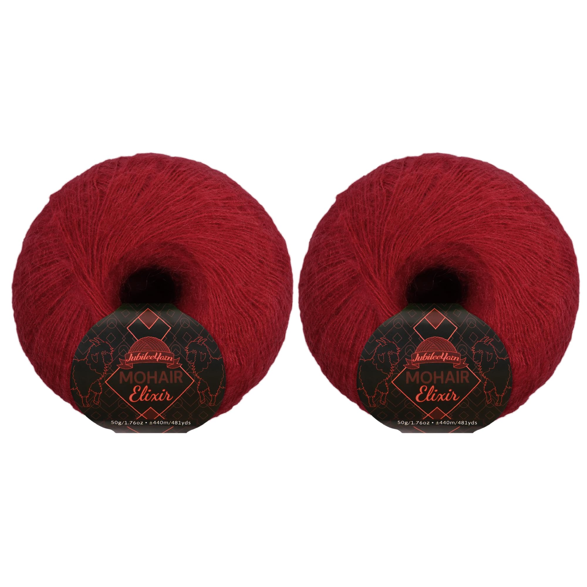JubileeYarn Mohair Elixir Yarn - 50g/Skein Baby Wool Blend - Woo Woo - 2 Balls