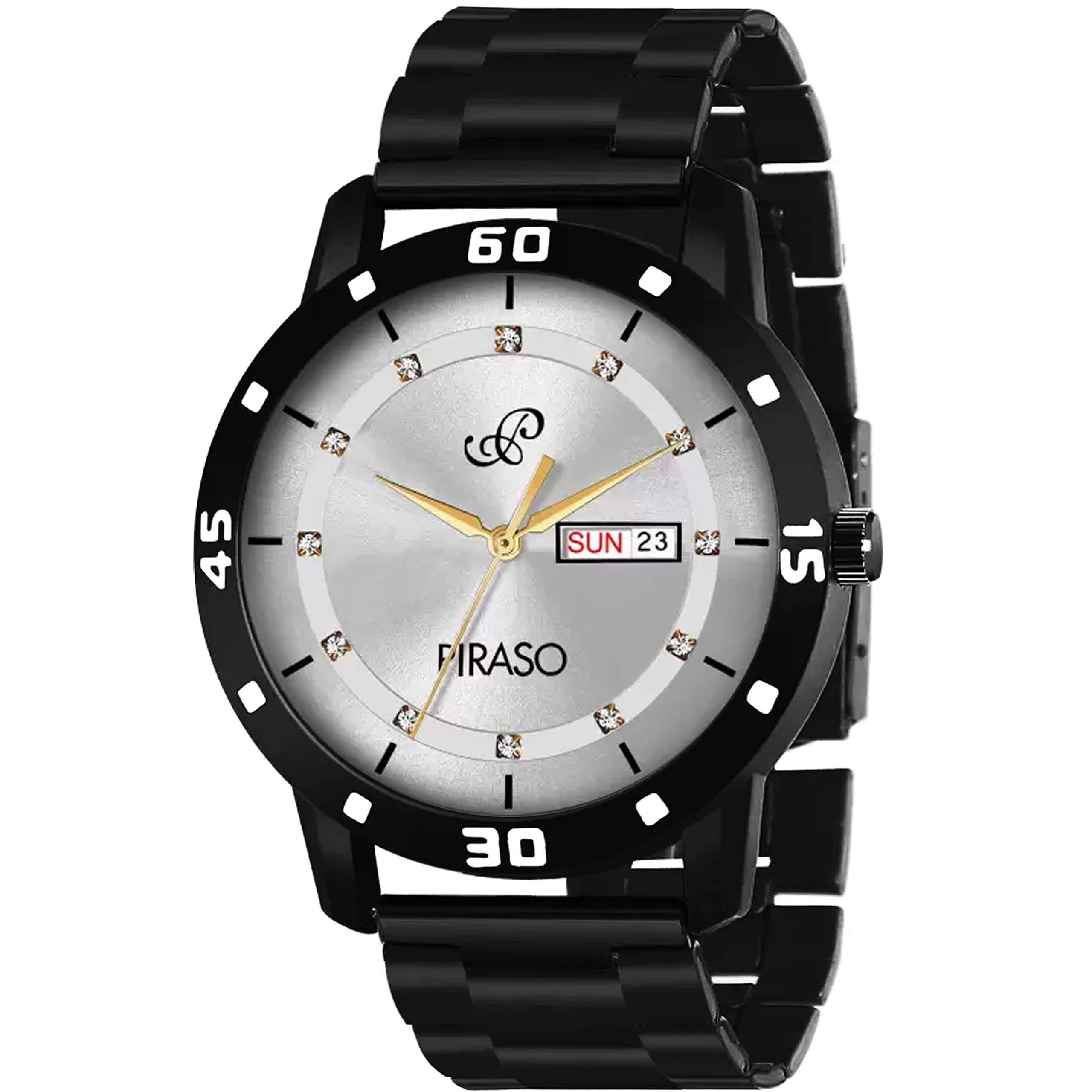PIRASO Analog Day and Date Working Silver DIAL Black Chain Watch for Men & Boys (B0BM7V9MBS) Amazon Price History, Amazon Price Tracker
