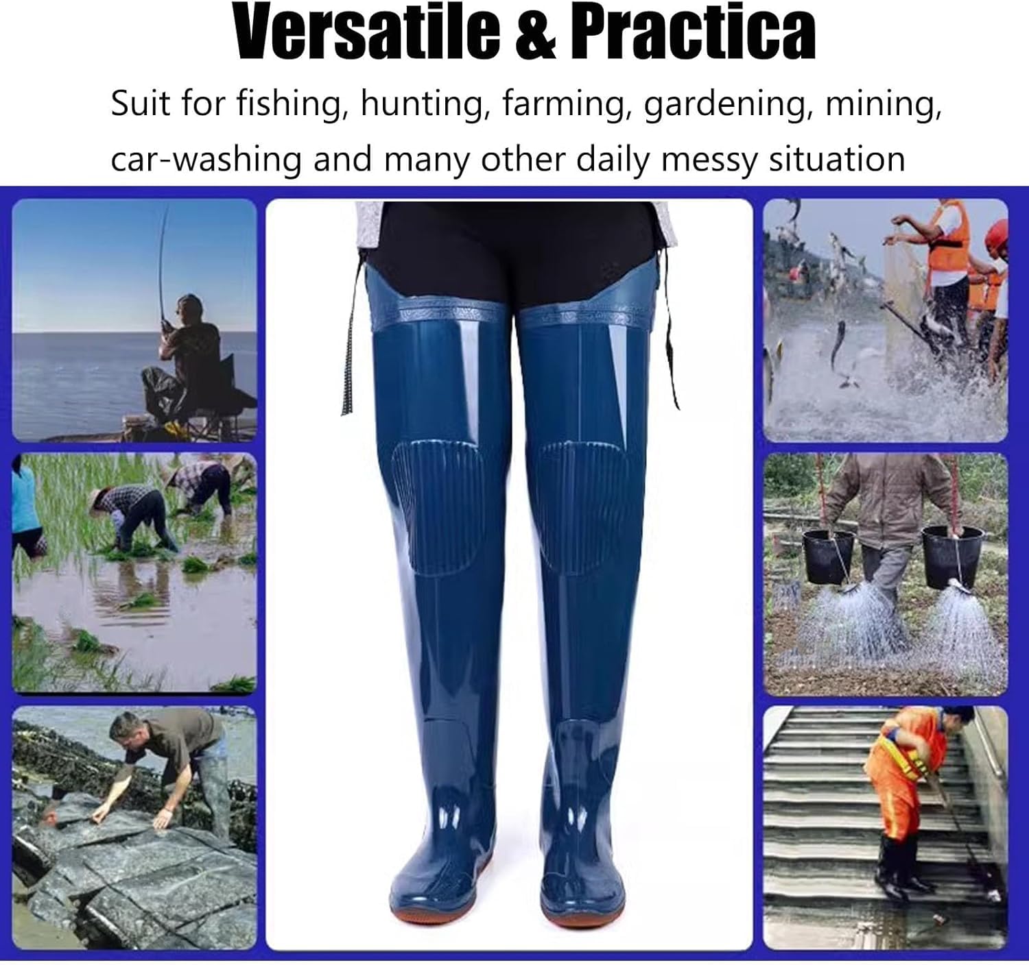Hip Wader PVC Lekkie Wodoodporne Buty Wędkarskie Z Grubą Antypoślizgową Podeszwą Oxford Dla Mężczyzn I Kobiet(7.5 UK)