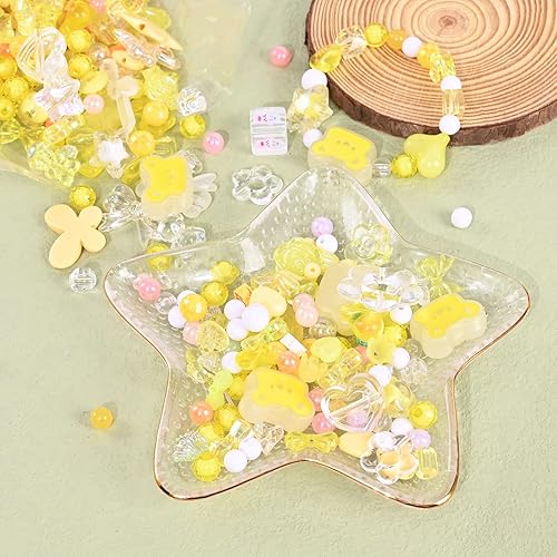 Miniatura 7 de 160 cuentas acrílicas surtidas, cuentas de caramelo, corazón de mariposa, cuentas de color, lindas cuentas redondas a granel para hacer pulseras,