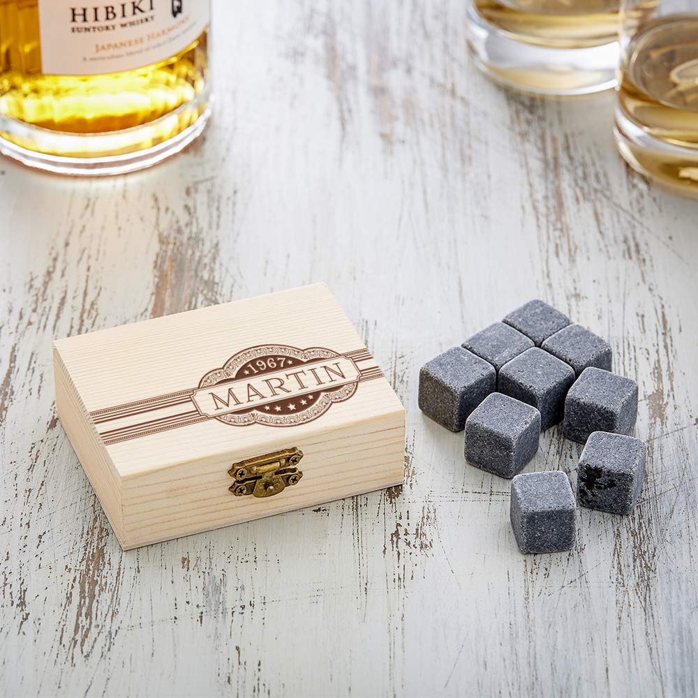 Coffret Pierres Froides à Whisky Dans Une Boîte Bois Faite à La Main Cool Sans Dilution Lot De 2 Verres à Whisky Cadeau Pour Papa Mari Homme (Rectangulaire2